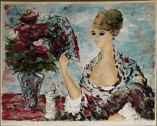 Bertoldo Taubert - Woman with Flowers