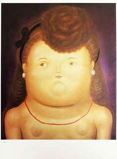 Fernando Botero (after) - Girl with a Bow