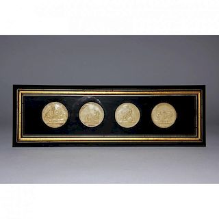 Set of Four 17th and 18th Century Continental Medallions in Wax