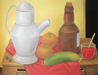 Fernando Botero (after) - Still-life with Brown Bottle