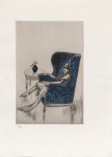 Louis Icart - The Blue Chair from "L'ingenue Libertine"