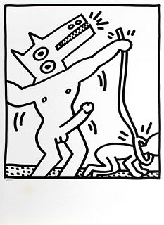 Keith Haring - Dog Walking Man (from Lucio Amelio