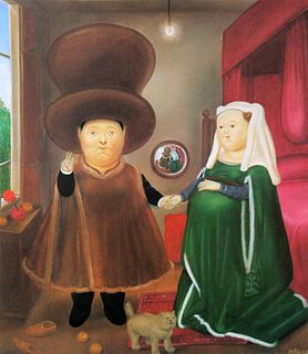 Fernando Botero (after) - The Arnolfini after Van Eyck