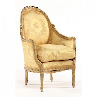 Louis XVI Style Carved and Gilt Bergere
