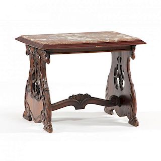 Continental Carved Marble Top Low Table