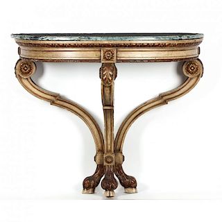 Italianate Painted Marble Top Console Table