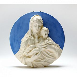 Italian, Della Robbia Style Plaque of Madonna with Child