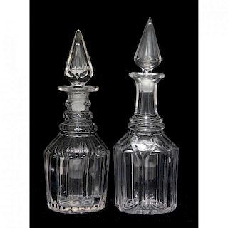 Near Pair of 19th Century Cut Glass Decanters