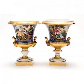 Pair of Paris Porcelain Mantle Urns