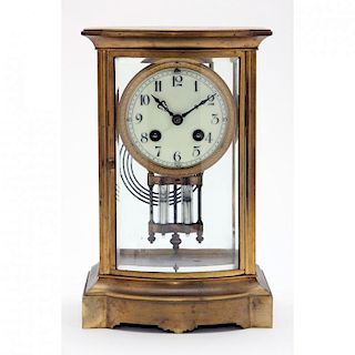 French Brass Mantle Clock, F. Marti