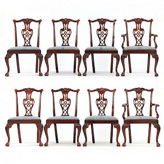 Eight Chippendale Style Dining Chairs