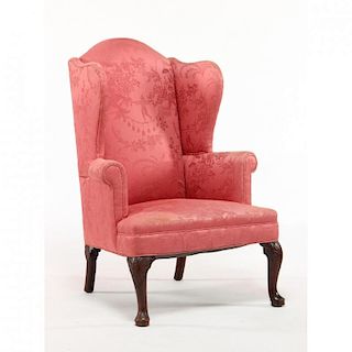 Antique English Queen Anne Style Wing Chair