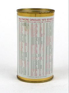 National Bohemian Beer 1970 Orioles Baseball Schedule ~ 12oz ~ 
