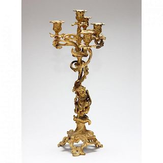 French Rococo Revival Gilt Bronze Candelabra