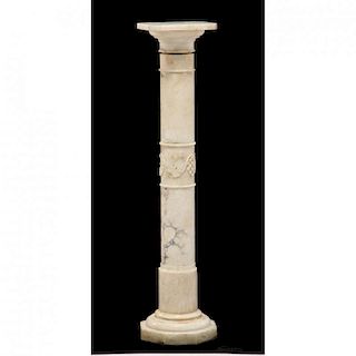 White Marble Columnar Pedestal