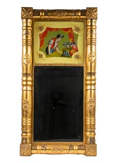 FEDERAL GILDED MIRROR WITH REVERSE PAINTED PANEL
