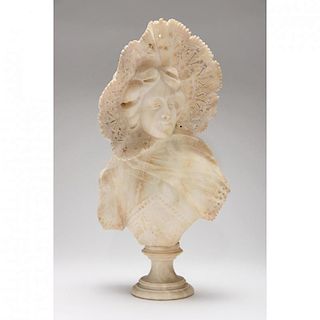 Victorian Carved Alabaster Bust of a Lady