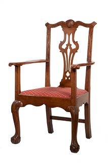CHIPPENDALE MAHOGANY ARMCHAIR