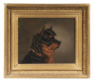 UNSIGNED AMERICAN PAINTING OF A DOG