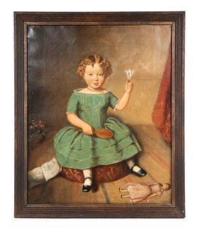 UNSIGNED VICTORIAN PAINTING OF A YOUNG GIRL