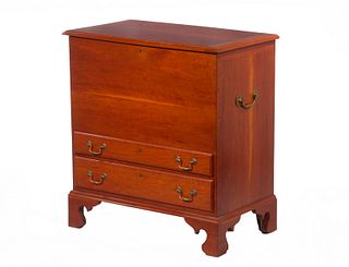 CUSTOM MADE MINIATURE TWO-DRAWER BLANKET CHEST IN CHERRY