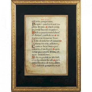 Illuminated Manuscript Folio Leaf on Vellum