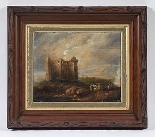 EARLY 19TH C. NAIVE FANTASY LANDSCAPE PAINTING