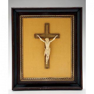 Victorian Carved Ivory and Giltwood Crucifix