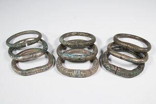 (9) ANCIENT CHINESE SILVER BRACELETS