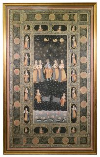 LARGE INDIAN PAINTING ON CLOTH