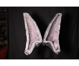 SET OF POLISHED AMETHYST BUTTERFLY WINGS ON STAND