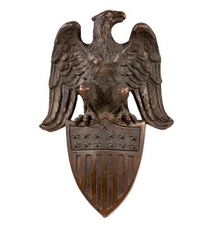 SOLID CAST BRONZE US EAGLE WITH SHIELD