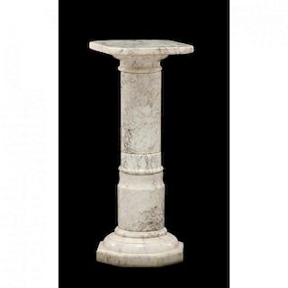 Carved White Marble Low Pedestal