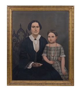 VICTORIAN DOUBLE PORTRAIT OF MOTHER AND CHILD
