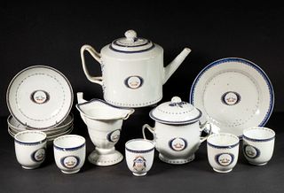 CHINESE EXPORT ARMORIAL PORCELAIN TEA ITEMS