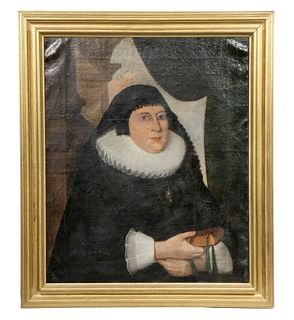 17TH C. FLEMISH PORTRAIT OF A WOMAN OF THE COURT IN MOURNING