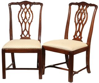 PR OF TRANSITIONAL CHIPPENDALE HEPPLEWHITE SIDE CHAIRS