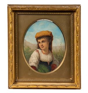 ITALIAN GRAND TOUR PAINTING OF A YOUNG TYROLESE GIRL
