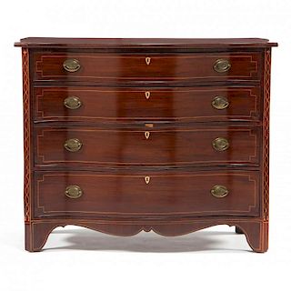 American Federal Serpentine Front Inlaid Chest of Drawers