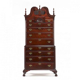 Custom Chippendale Style Bonnet Top Chest on Chest