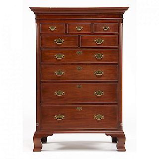Henkel Harris, Chippendale Style Tall Chest of Drawers