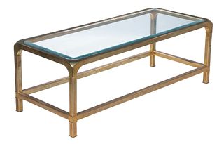 BRASS AND GLASS COFFEE TABLE, 1970S