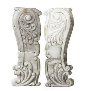 WHITE MARBLE BAROQUE FIREPLACE MANTEL SUPPORTS