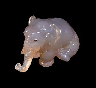 RUSSIAN CARVED HARDSTONE ELEPHANT