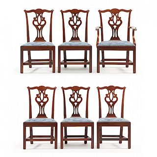 Set of Six Chippendale Style Dining Chairs