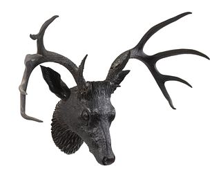 BLACK FOREST CARVED STAG HEAD