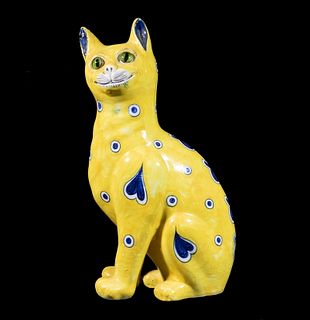 EMILE GALLE (FRANCE, 1846-1904) FAIENCE CAT