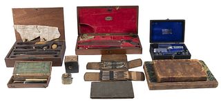 (GROUP OF 6) CIVIL WAR ERA MEDICAL DEVICES & EQUIPMENT: (6) CASED, PLUS (3) BOOKS, NOTEBOOKS.