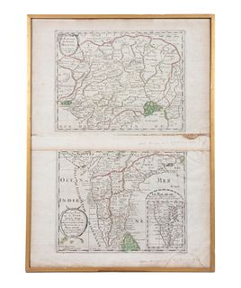 (2) EARLY 18TH C. MAPS OF INDIA IN ONE FRAME