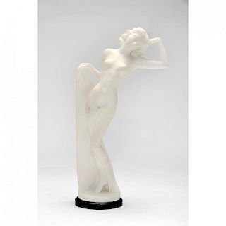 Art Deco, Carved Stone Nude Female Sculpture
